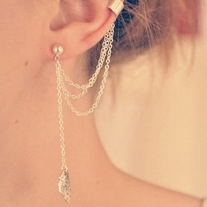 2 Pcs Leaf Design Ear Clip Earring
