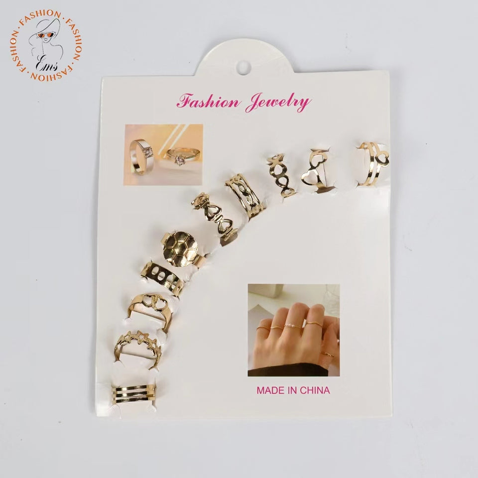 10 Pcs Plain Ring Set